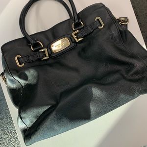 Michael Kors Hamilton Handbag Satchel Balck Gold